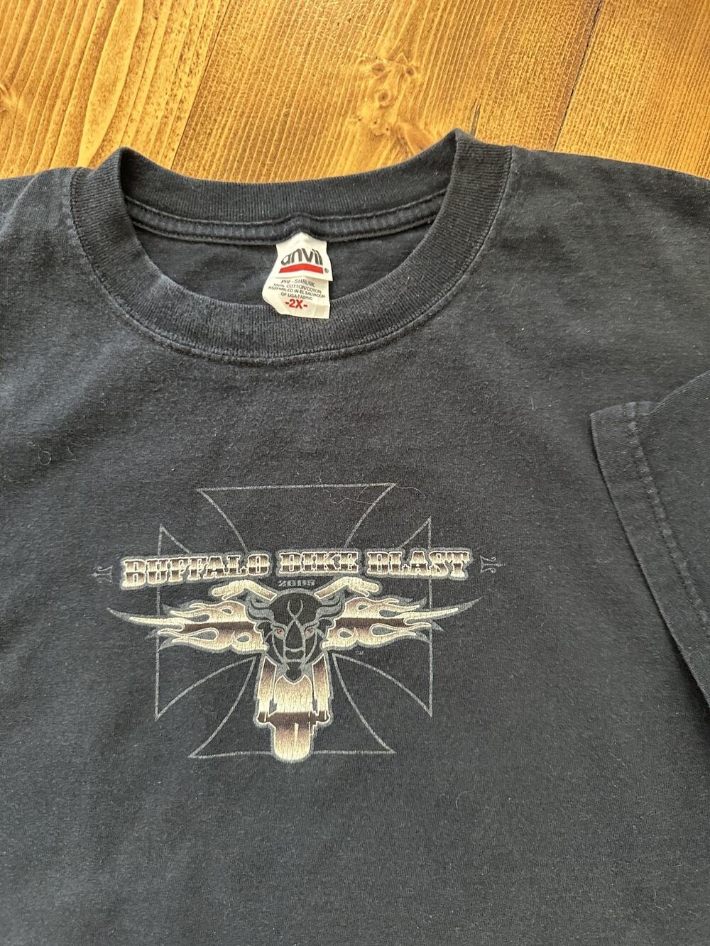 Vintage 2005 y2k Buffalo Bike Blast Shirt New York Anvil XXL Vtg Black T-Shirt